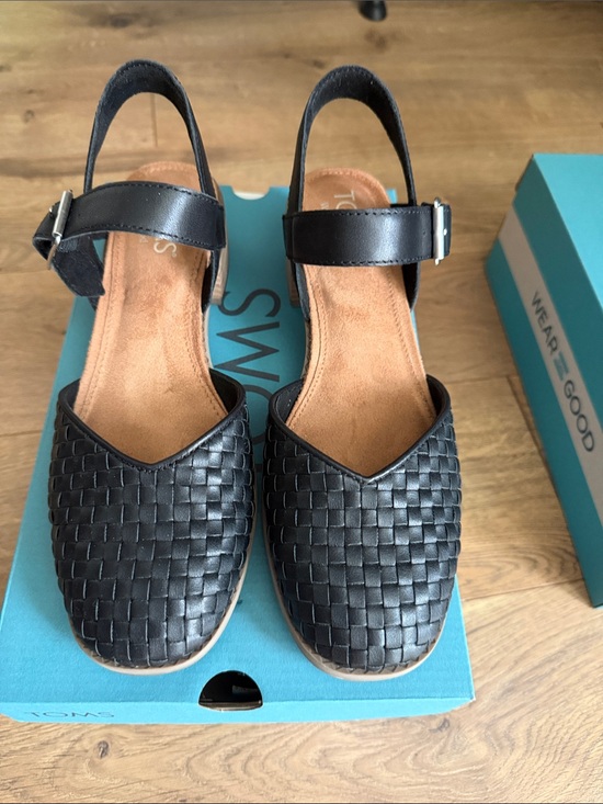 Toms Shoes - Toms Black Woven Slingback Mules